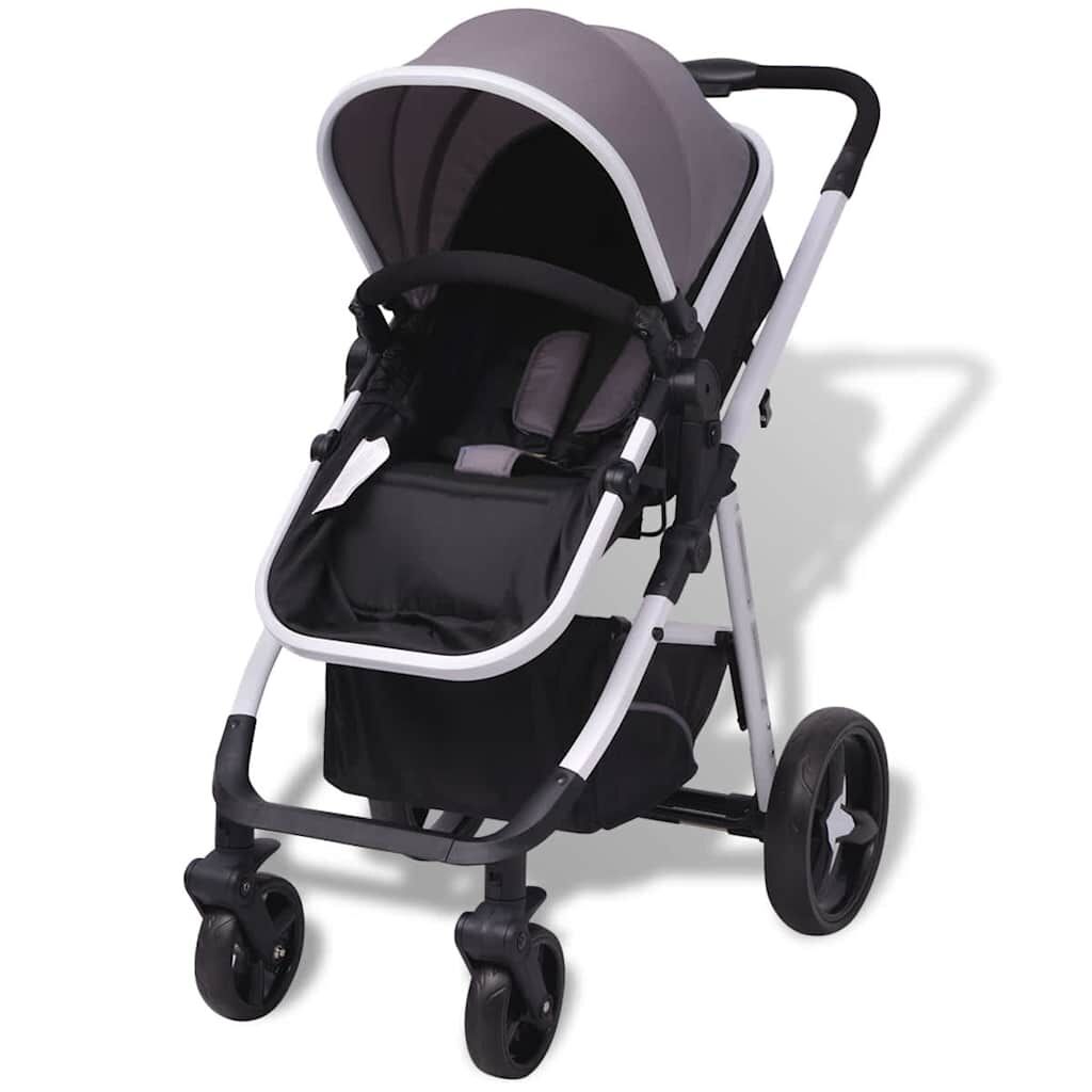 Vidaxl Cochecito De Bebé 3 En 1 Gris Y Negro Aluminio_3