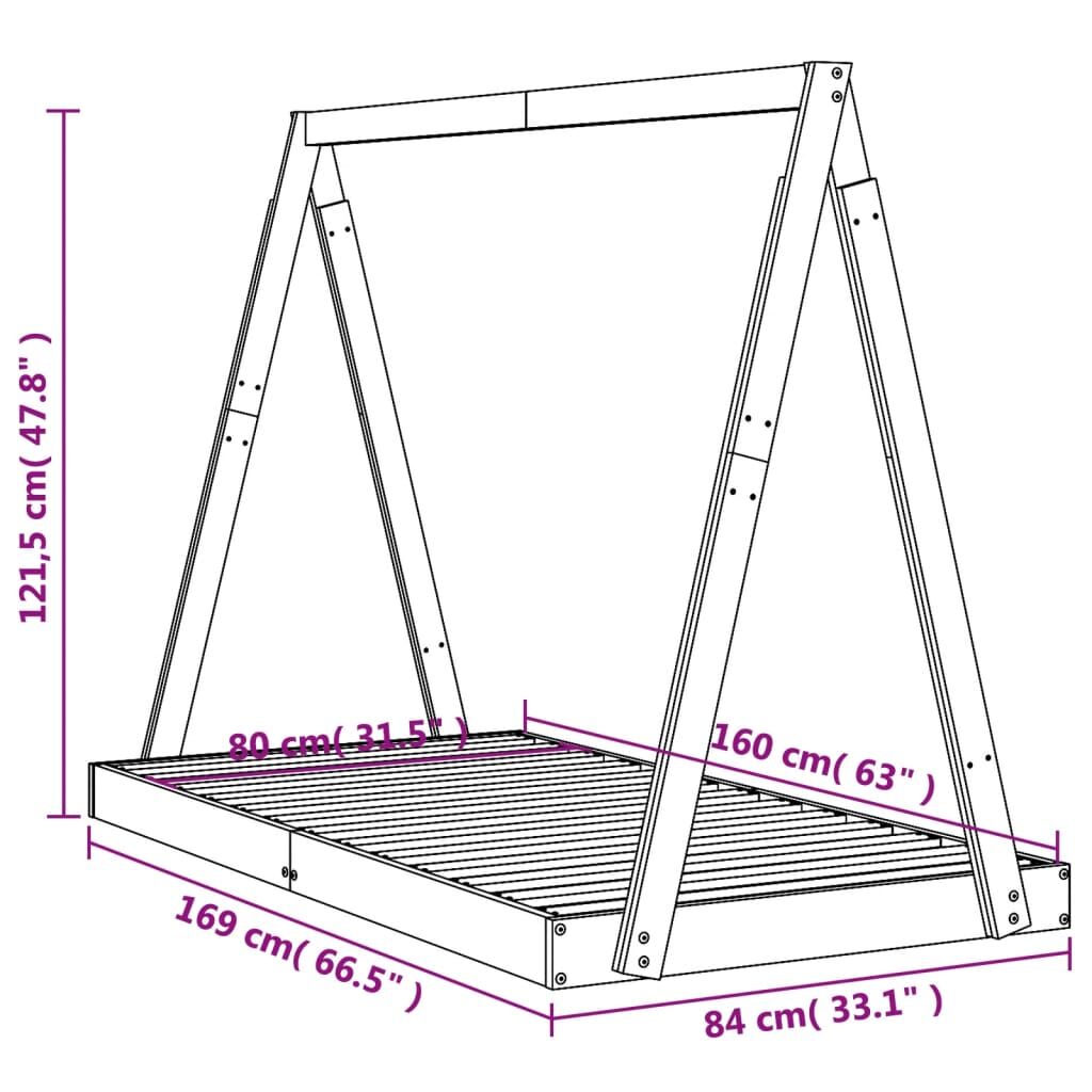 Vidaxl Estructura De Cama Para Niños Madera De Pino Blanco 80x160 Cm_2