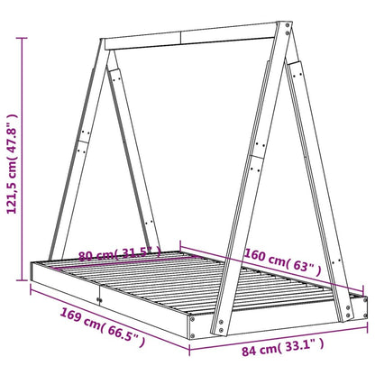 Vidaxl Estructura De Cama Para Niños Madera De Pino Blanco 80x160 Cm_2