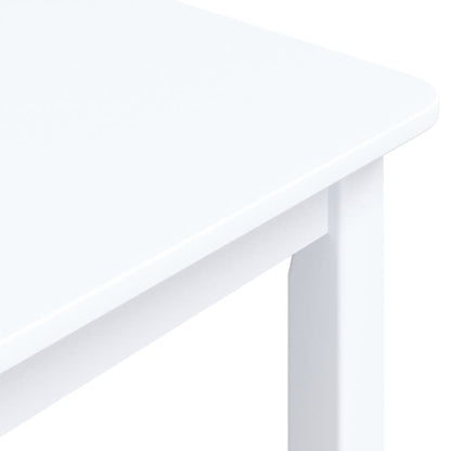 Mesa De Comedor De Madera Maciza De Caucho Blanca 114x71x75 Cm_4