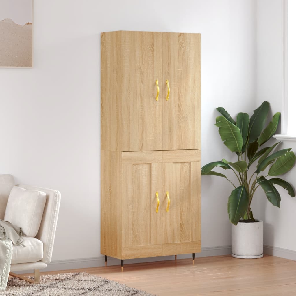 Aparador Alto Madera Contrachapada Color Roble 69,5x34x180 Cm_0