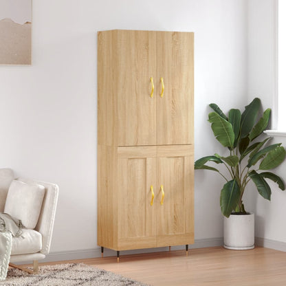 Aparador Alto Madera Contrachapada Color Roble 69,5x34x180 Cm_0