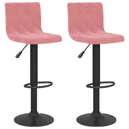 Taburetes De Cocina 2 Unidades Terciopelo Rosa_0