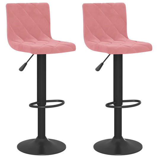 Taburetes De Cocina 2 Unidades Terciopelo Rosa_0