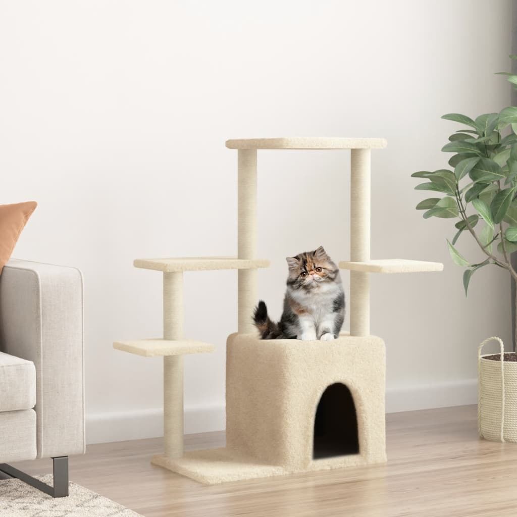 Vidaxl Rascador Para Gatos Con Postes De Sisal Color Crema 97,5 Cm_1
