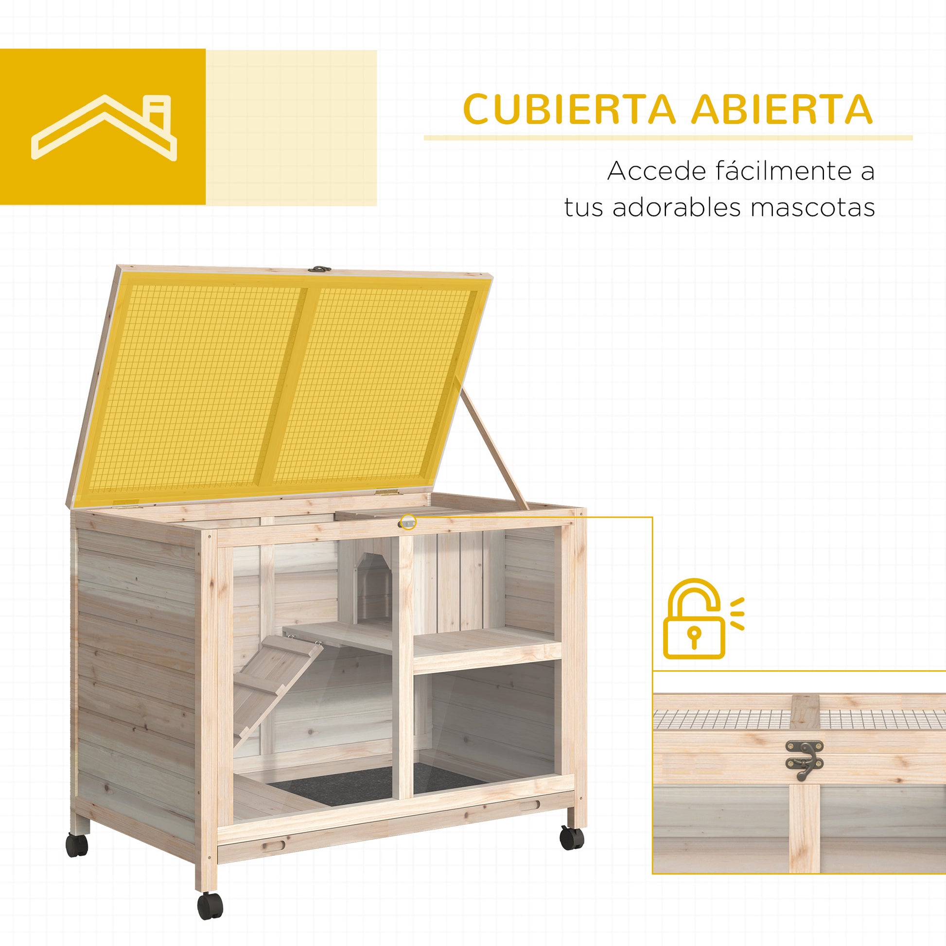 Pawhut Conejera De Madera Con Ruedas 91_4