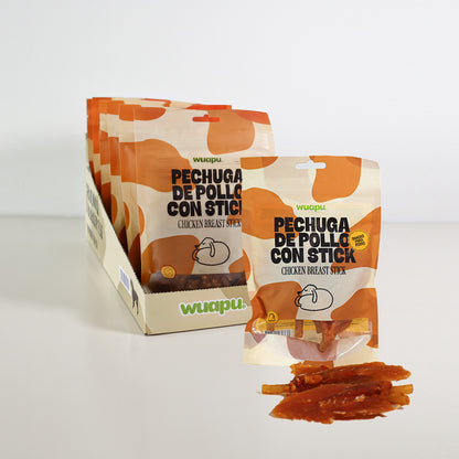 Snack Para Perro En Stick Sabor Queso Con Pollo Desecado Wuapu 12x100gr_2