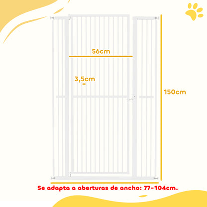 Pawhut Barrera Para Perros Con Ancho Ajustable 77-104 Cm Con Extensiones Blanco_2