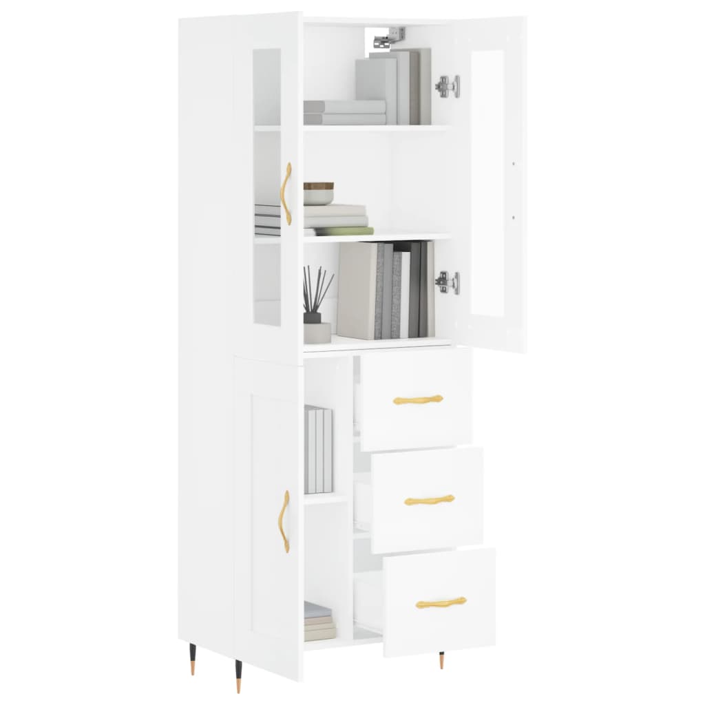 Aparador Alto Madera Contrachapada Blanco 69,5x34x180 Cm_2