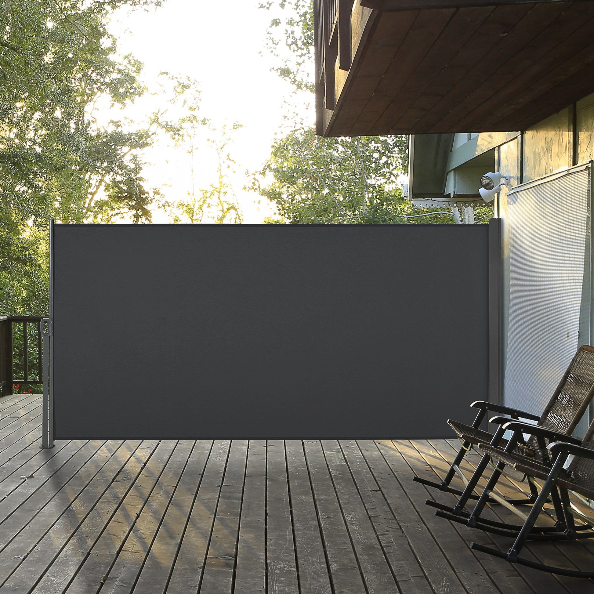 Outsunny Toldo Lateral Retráctil 300x160 Cm Pantalla Enrollable Para Jardín Gris_1