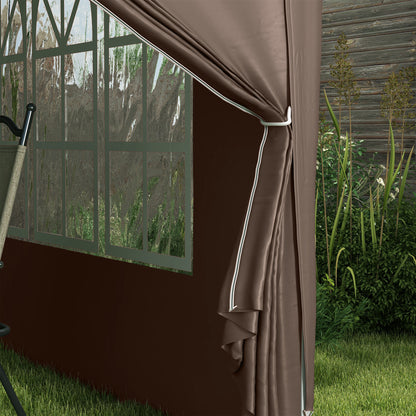 Outsunny Carpa Plegable Pop-up 3x3 M Con 4 Paredes Laterales Anti-uv Café_4