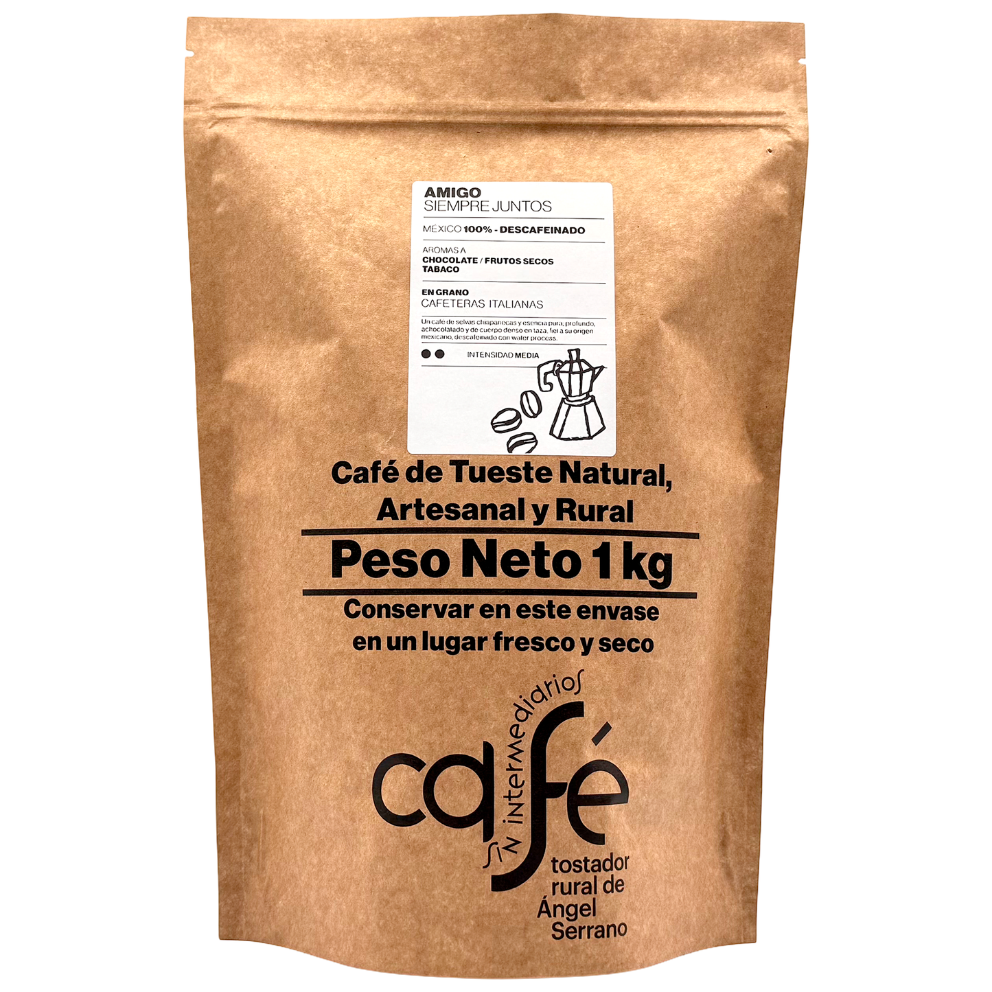 Cafe Sin Intermediarios Café Descafeinado Amigo En Grano Para Italiana (moka) 1 Kg_0