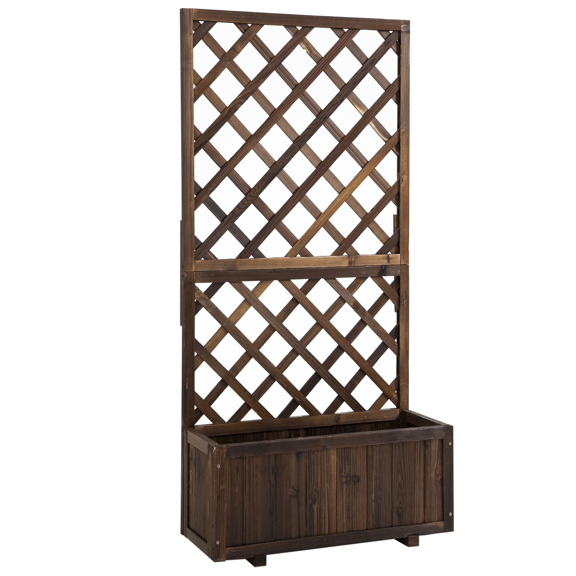 Outsunny Jardinera Con Enrejado De Madera Para Plantas Flores 72,5x31,5x149,5 Cm_0