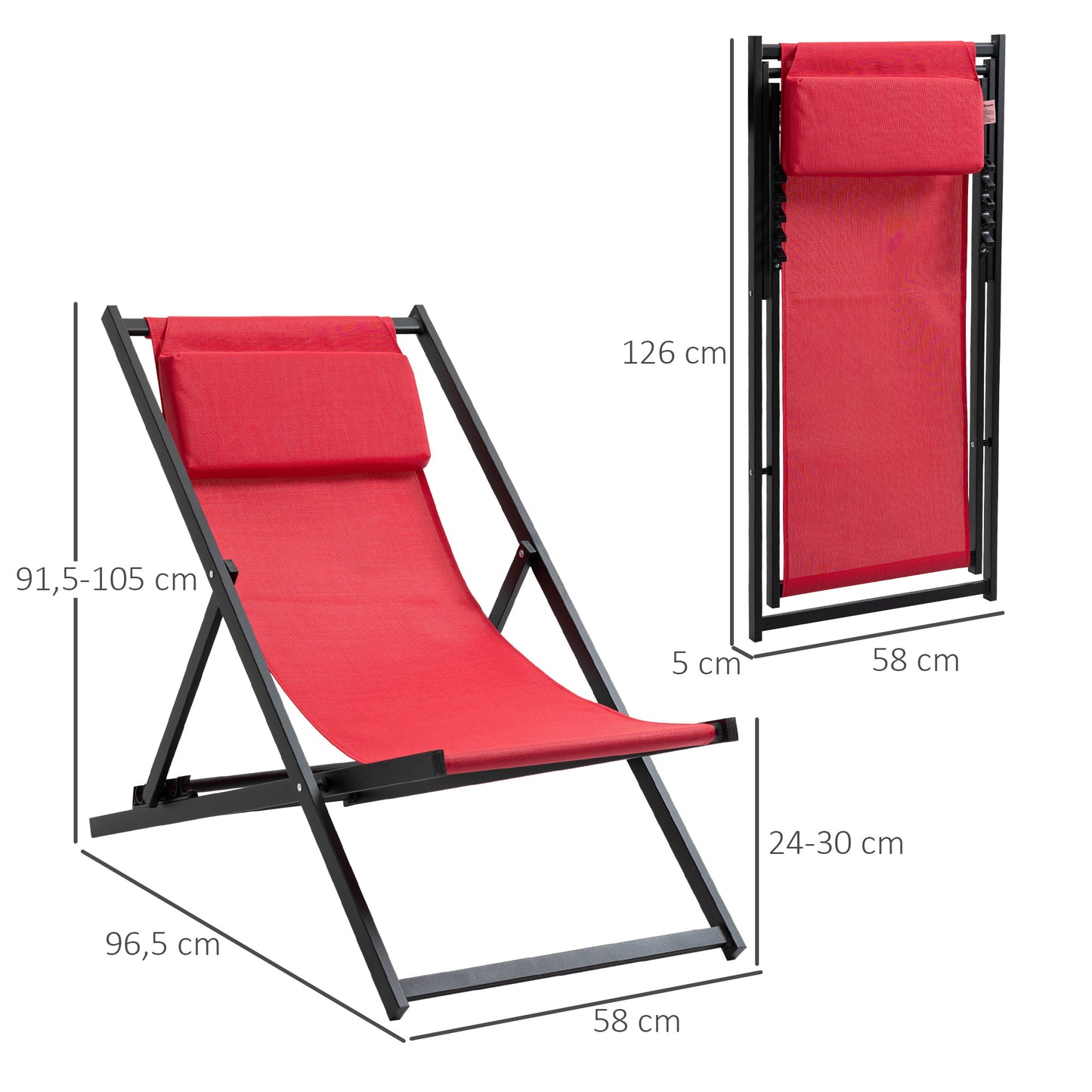 Outsunny Conjunto De 2 Tumbonas Plegables De Aluminio 60x100x85 Cm Blanco_2