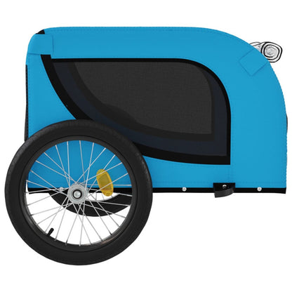 Vidaxl Remolque De Bicicleta Mascotas Hierro Tela Oxford Azul Negro_5