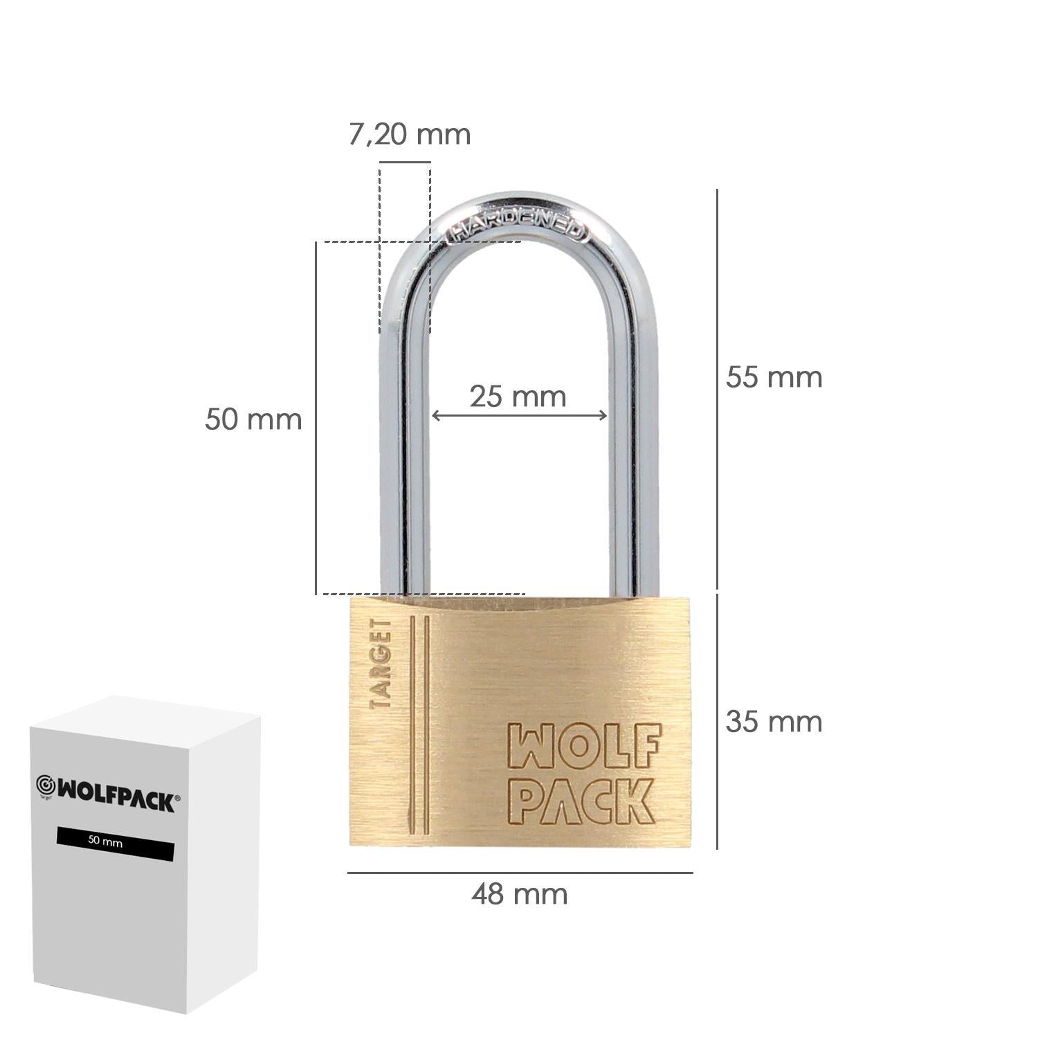 Candado Laton Arco Largo 50 Mm. Arco Endurecido. Candado Maletas, Candado Taquillas, Candado Puertas