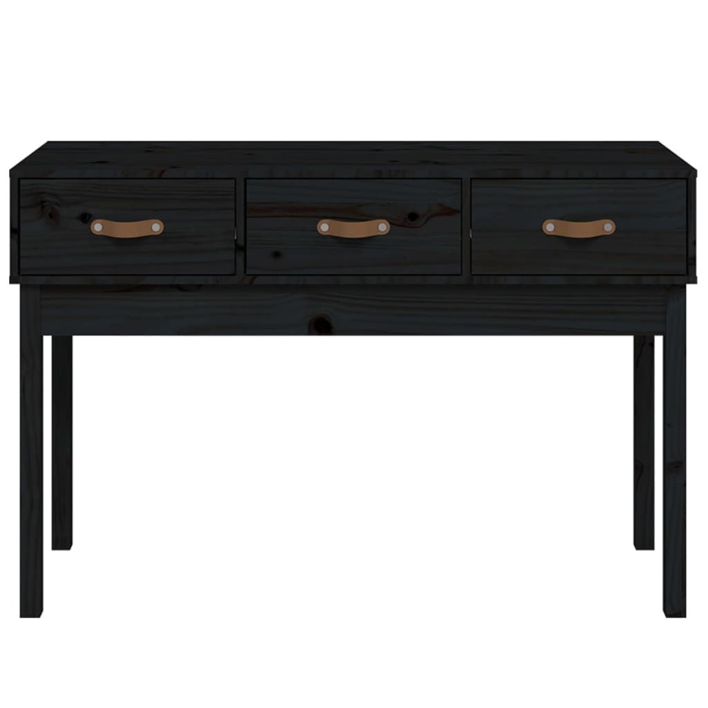 Mesa Consola Madera Maciza De Pino Negro 114x40x75 Cm_1