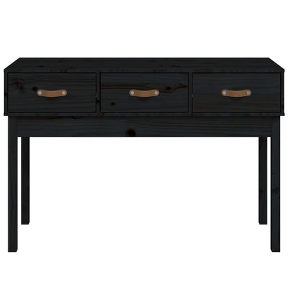 Mesa Consola Madera Maciza De Pino Negro 114x40x75 Cm_1