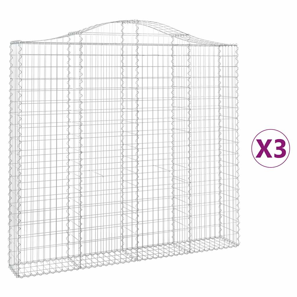 Cestas De Gaviones 3 Uds Forma De Arco Hierro 200x30x180/200 Cm_0