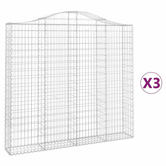 Cestas De Gaviones 3 Uds Forma De Arco Hierro 200x30x180/200 Cm_0