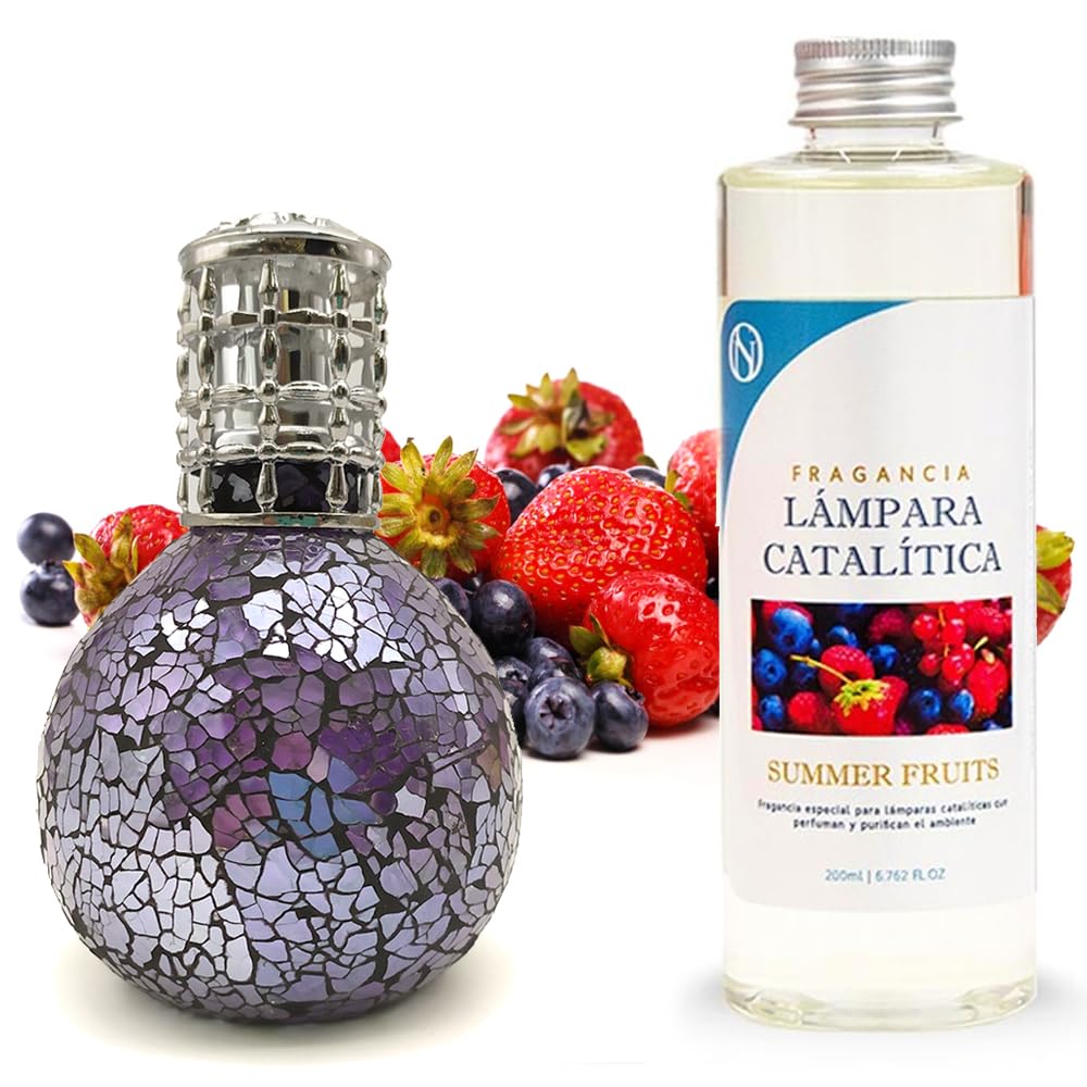 Lámpara Catalítica Mosaico Azul Océano + Aroma Summer Fruits 500 Ml - Elimina Malos Olores, Impurezas Y Perfuma_0