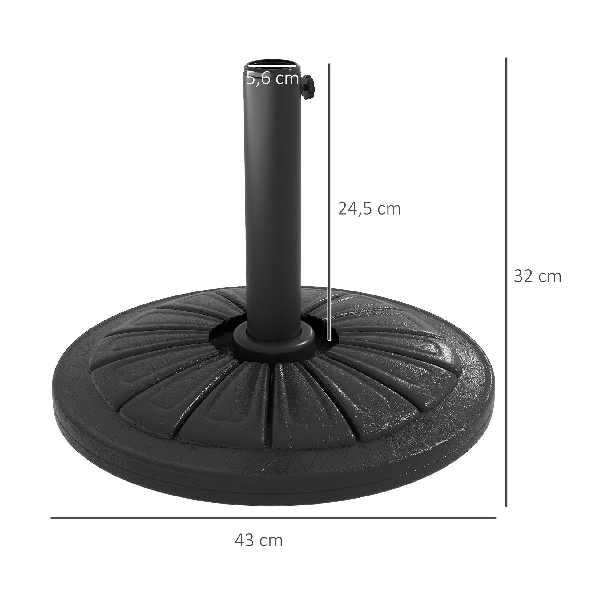 Outsunny Base De Sombrilla Redondo De Hdpe Peso 13 Kg Ø43x32 Cm Negro_2