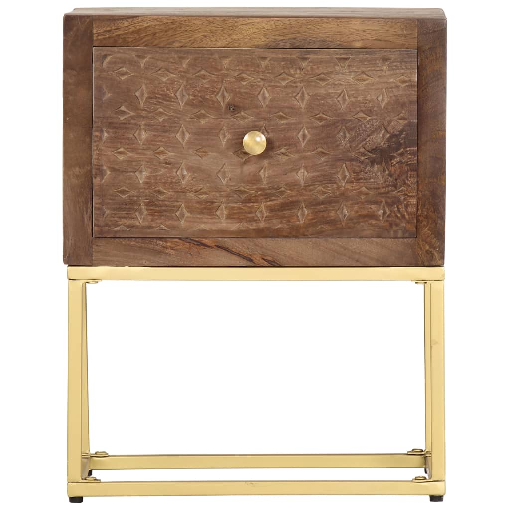 Mesita De Noche De Madera Maciza De Mango 40x30x50 Cm_1