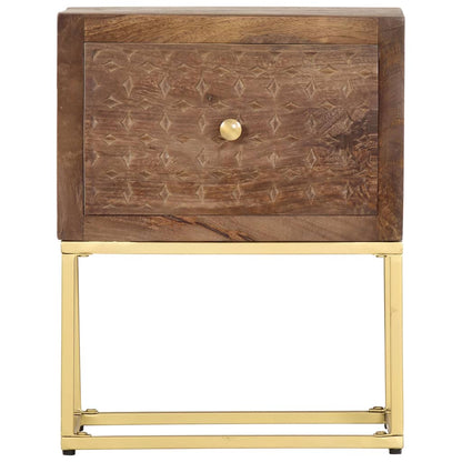 Mesita De Noche De Madera Maciza De Mango 40x30x50 Cm_1