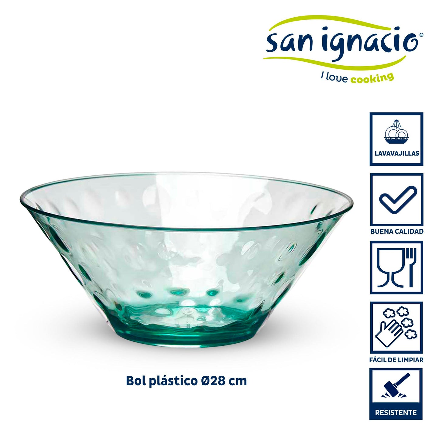 Bol Plastico Puntos 28cm Verde Colección Leknes