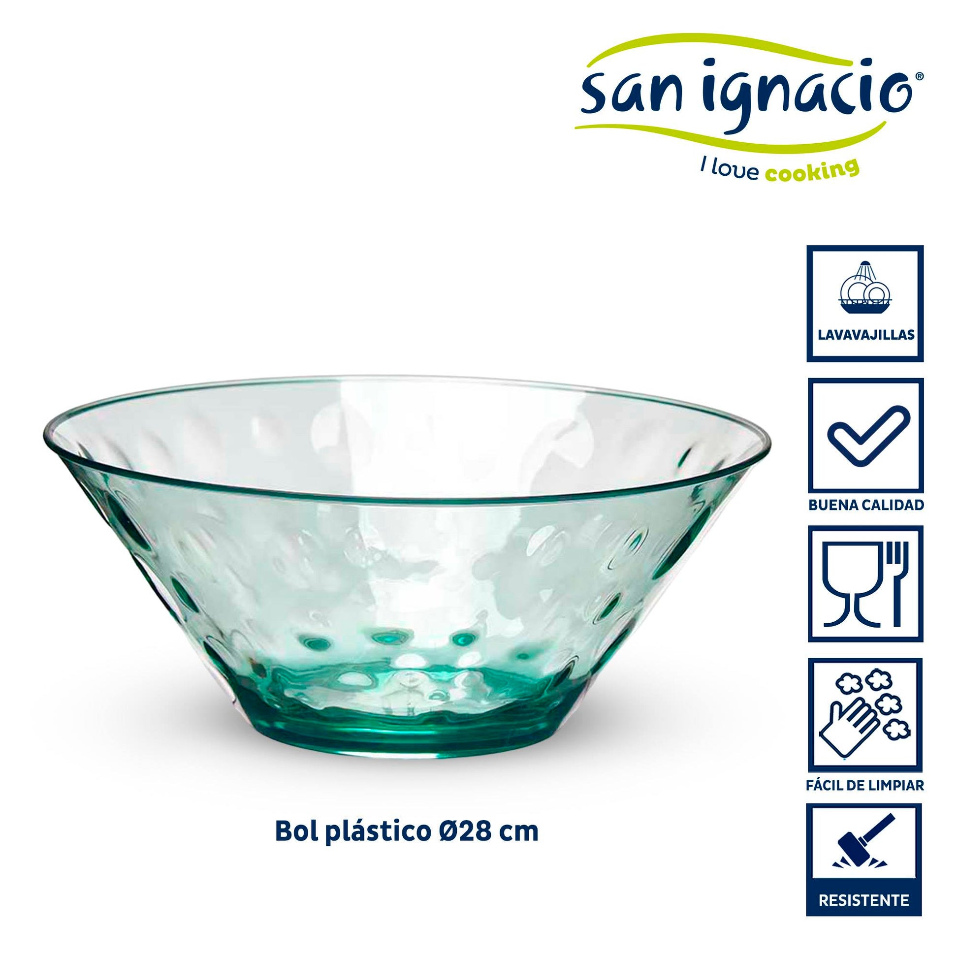 Bol Plastico Puntos 28cm Verde Colección Leknes