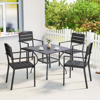Outsunny Juego De 4 Sillas De Jardín Exterior Apilables 52x51x90 Cm Negro_1