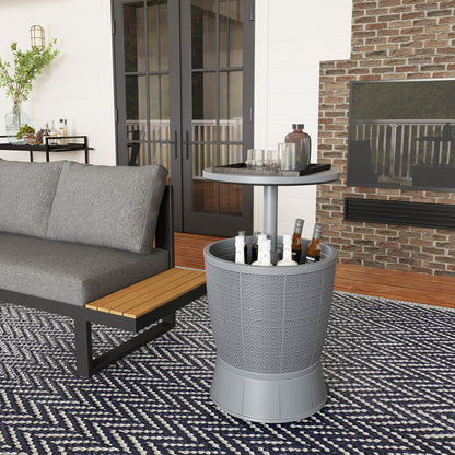 Outsunny Mesa Nevera Para Exterior 41 L 3 En 1 Cool Bar Mesa Auxiliar Gris_3