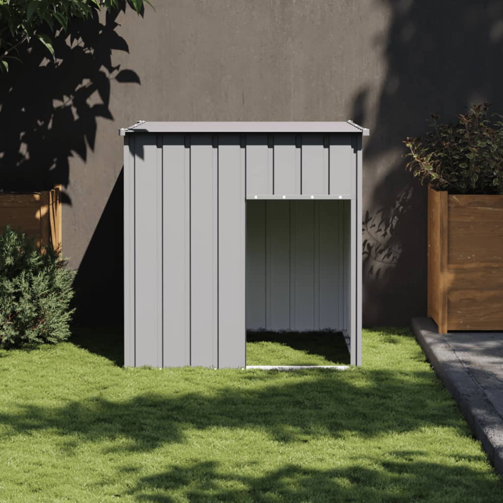 Caseta Para Perro Con Techo, Gris Claro, 110 X 103 X 109 Cm, Acero Galvanizado_1