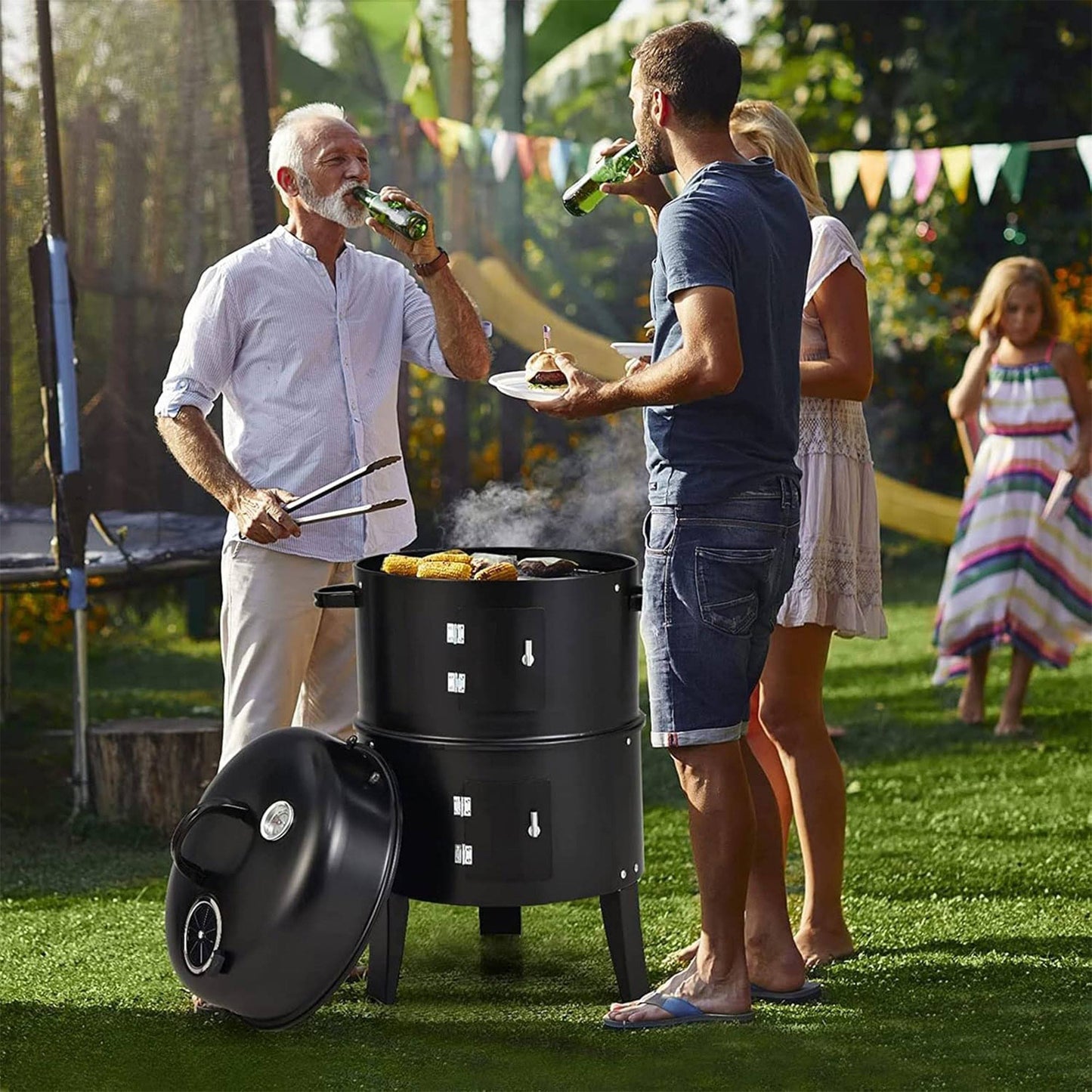 Well Home - Ahumador Bbq Ø40x78cm Con 2 Parrillas Y Termómetro_5