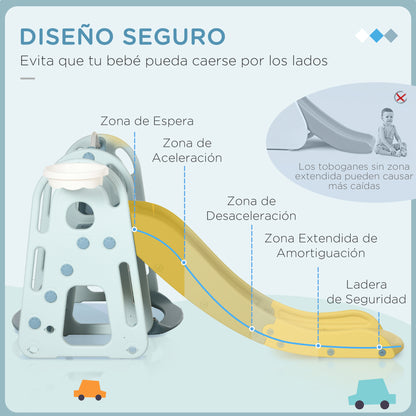 Homcom Tobogán Infantil Con Columpio Canasta Baloncesto +18 Meses Con Asiento_5