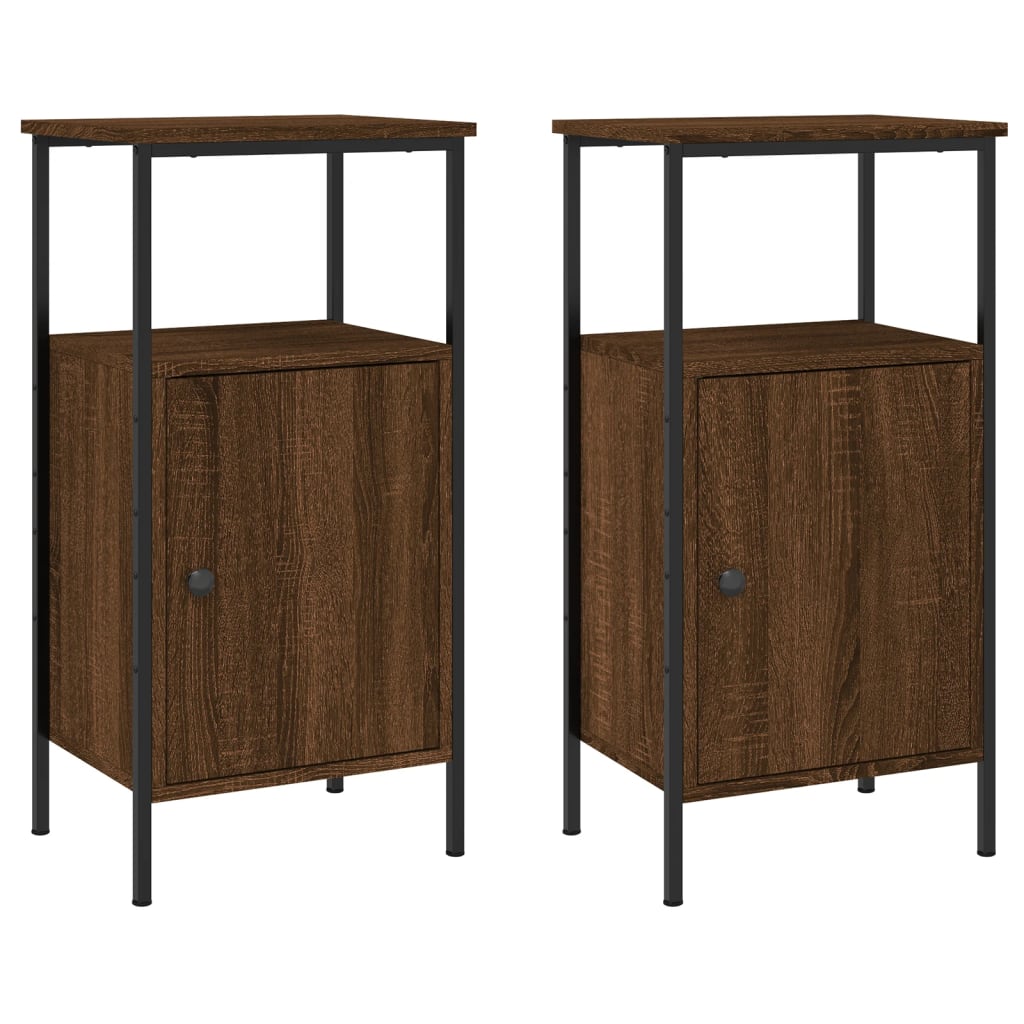 Mesitas Noche 2 Uds Madera Ingeniería Marrón Roble 41x31x80 Cm_0
