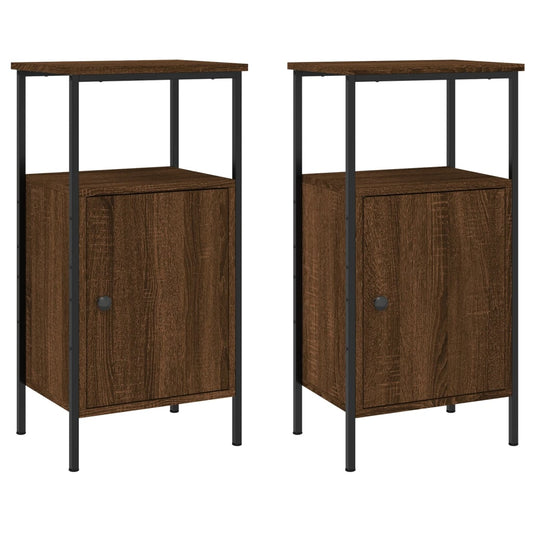 Mesitas Noche 2 Uds Madera Ingeniería Marrón Roble 41x31x80 Cm_0
