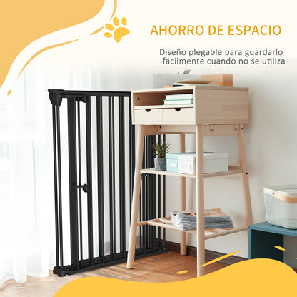 Pawhut Barrera Para Perros Plegable De Acero Con 3 Paneles 206x90cm Negro_5