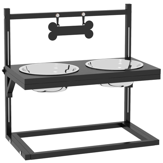 Pawhut Comedero Elevado Para Perros Con 2 Tazones 40,5x22x39 Cm Negro_0
