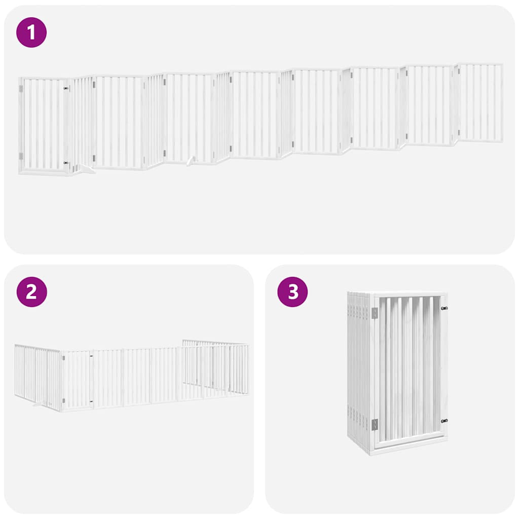Vidaxl Puerta De Perros Plegable 15 Paneles Madera Álamo Blanca 750 Cm_4