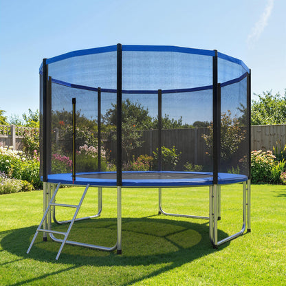 Sportnow Cama Elástica Niños Exterior Ø366 Cm Con Red De Seguridad Escalera Azul_1