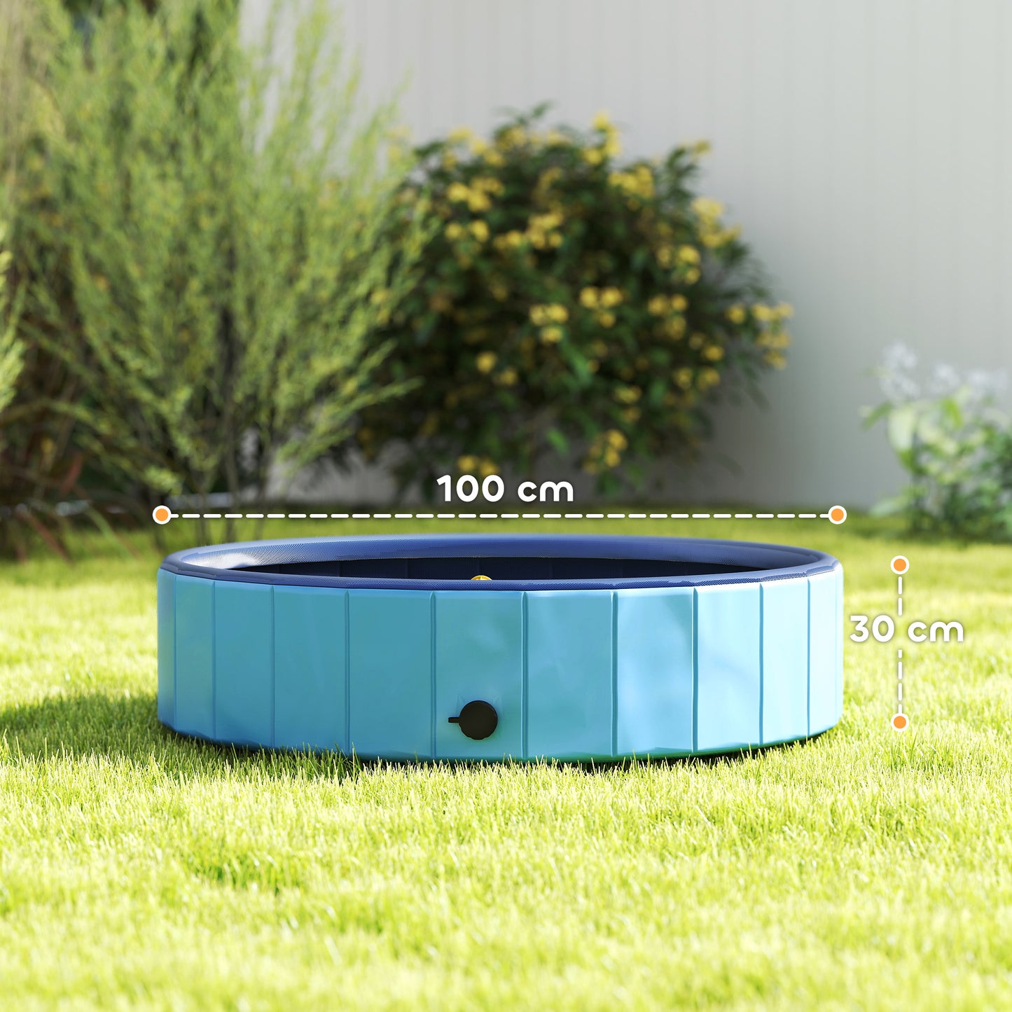 Pawhut Piscina Para Perros Plegable Con Aspersor Antideslizante Resistente Azul_2