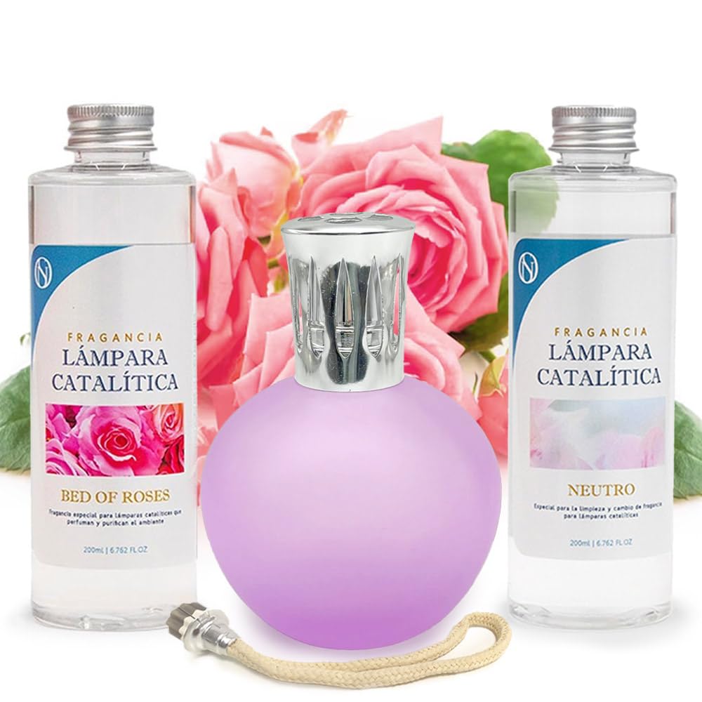 Pack Ahorro Lámpara Catalítica Fucsia Mate + Fragancia Bed Of Roses 500ml + Limpiador Neutro 200ml + Mecha Repuesto_0