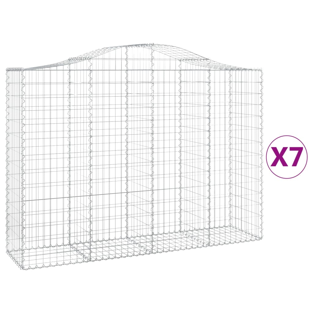 Cestas Gaviones 7 Uds Forma De Arco Hierro 200x50x140/160 Cm_0