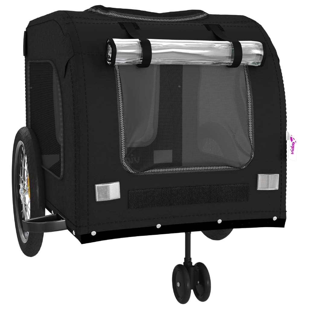 Remolque De Bicicleta Mascotas Hierro Tela Oxford Negro_4