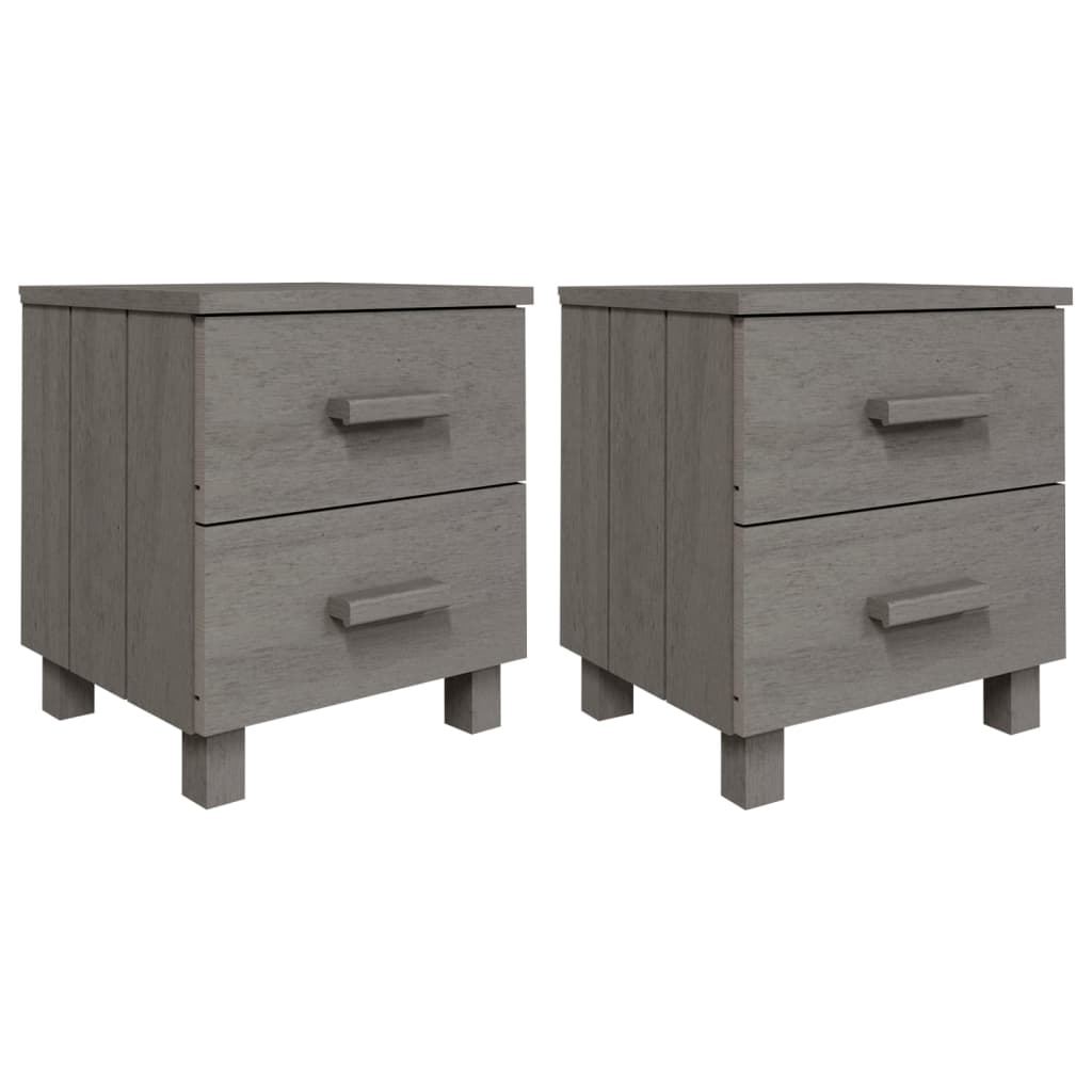 Mesitas Noche 2 Uds Hamar Pino Macizo Gris Claro 40x35x44,5 Cm_0