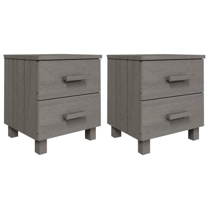 Mesitas Noche 2 Uds Hamar Pino Macizo Gris Claro 40x35x44,5 Cm_0