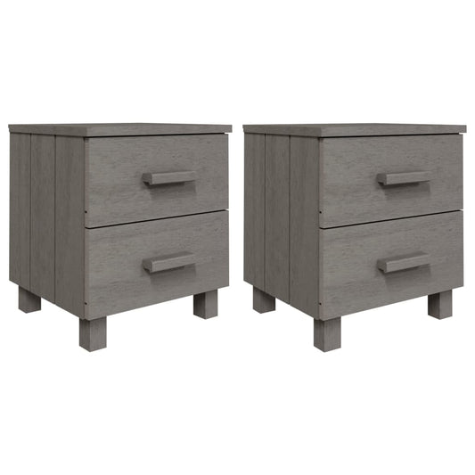 Mesitas Noche 2 Uds Hamar Pino Macizo Gris Claro 40x35x44,5 Cm_0