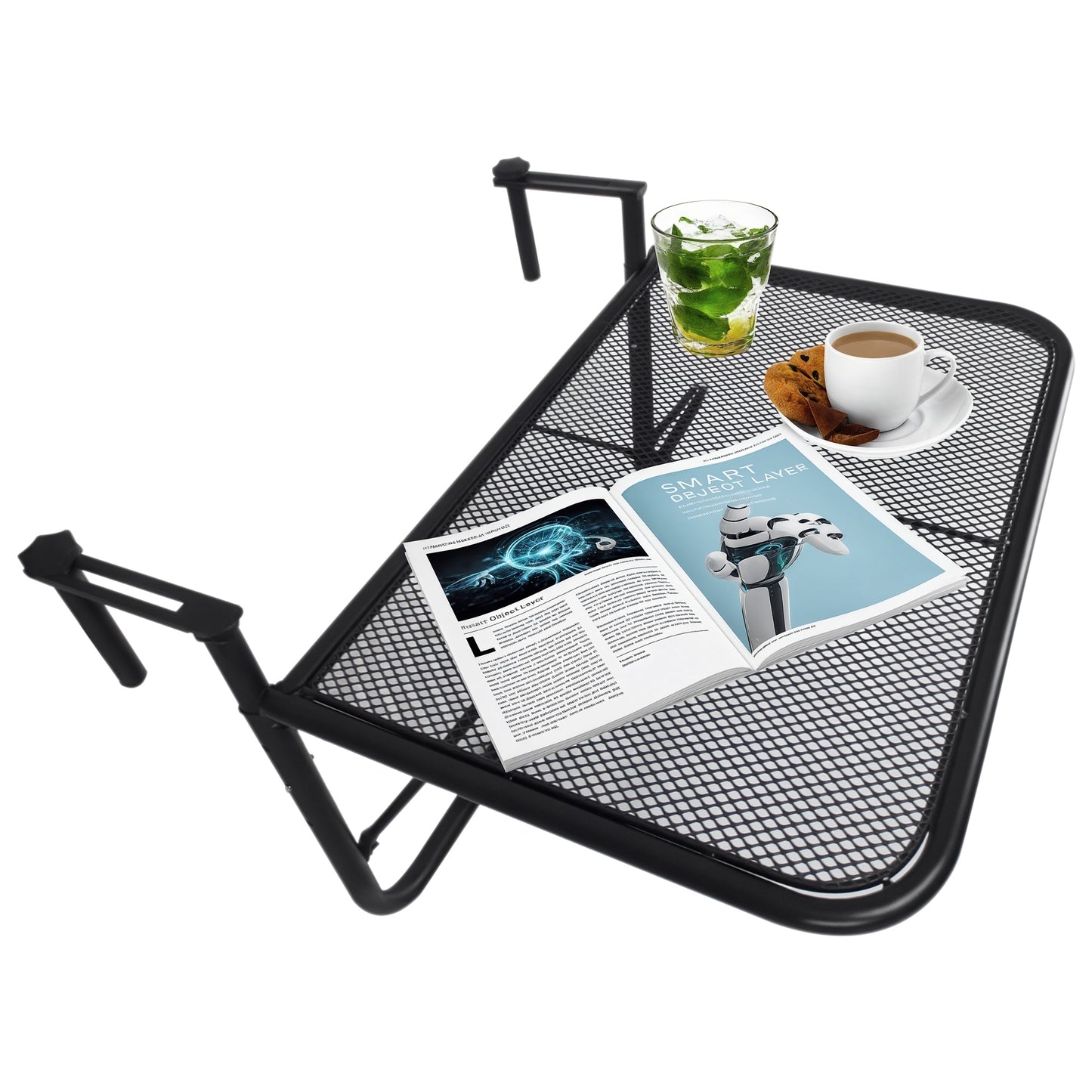 Outsunny Mesa Colgante Balcón Altura Ajustable En 3 Posiciones Carga 30kg_0