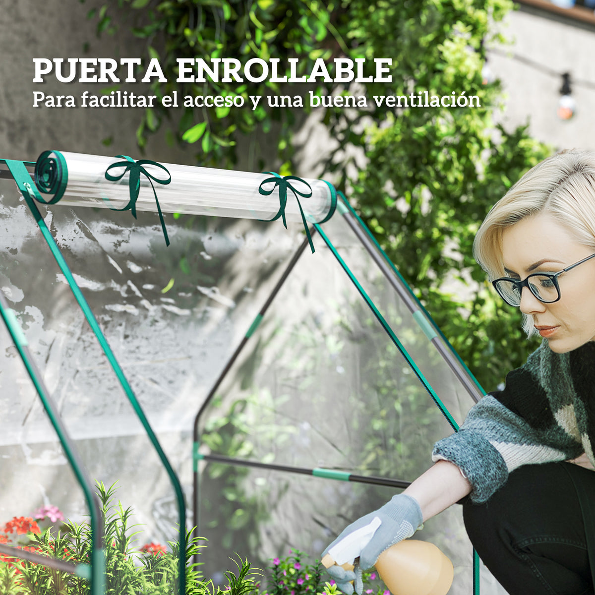 Invernadero Pequeño Outsunny Steel, Plastic Transparente 90x90x105 Cm_5